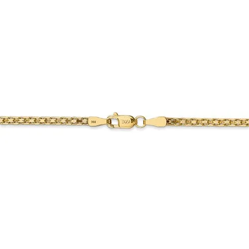 14k 2mm Lightweight Flat Bismark Chain Available Sizes 16