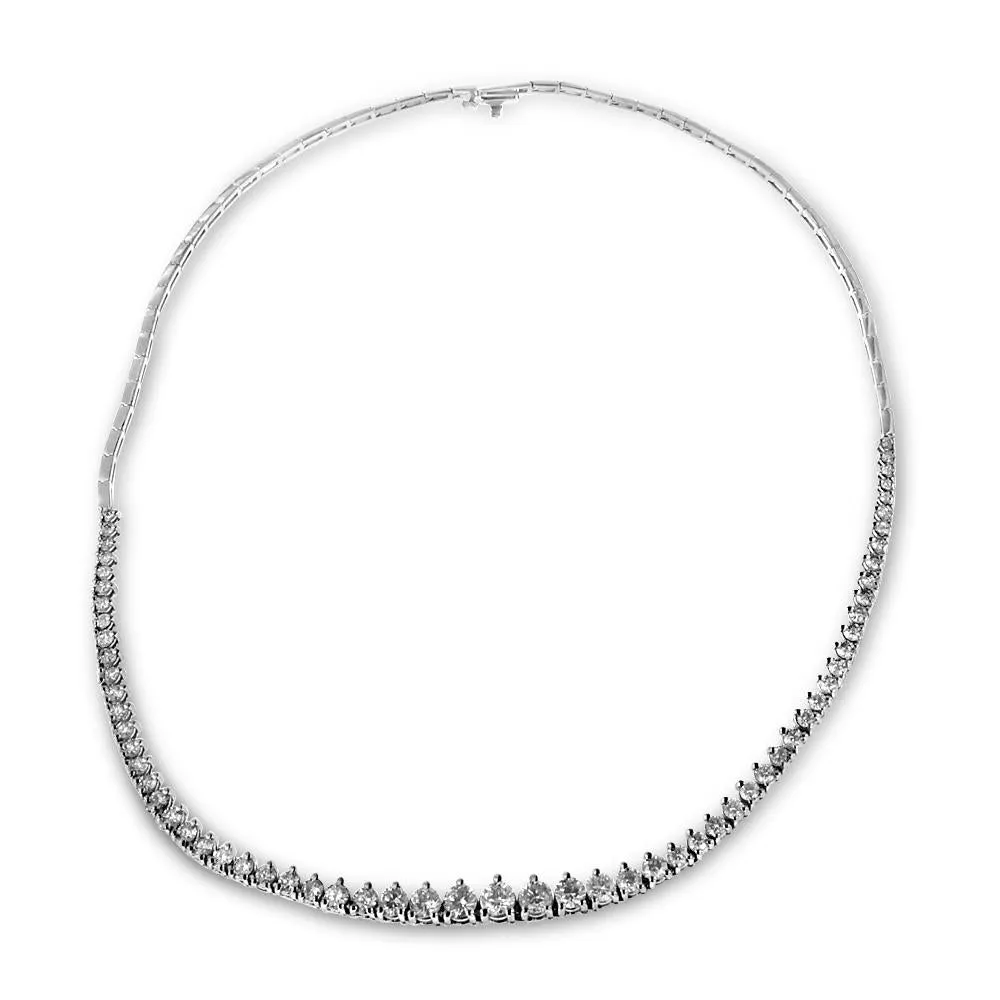 14K White Gold Graduated Diamond Tennis Necklace 6.00CT