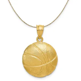 14k Yellow Gold Satin Basketball Necklace