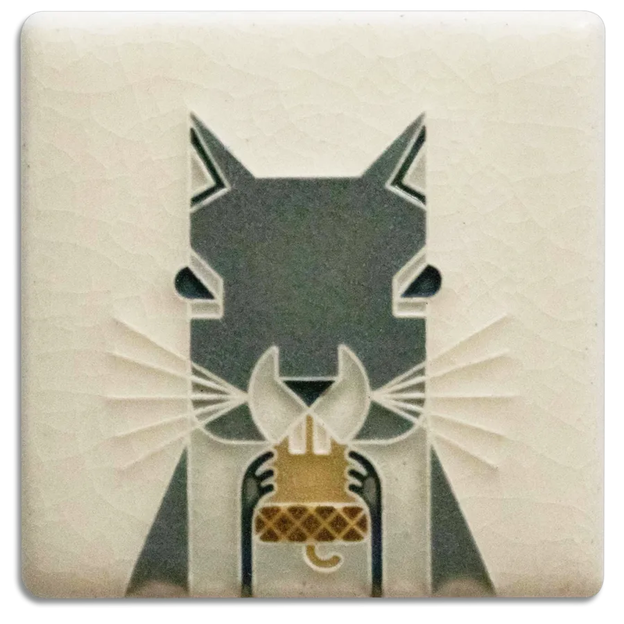 3x3 Squirrel Tile (Charley Harper) by Motawi Tileworks