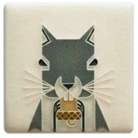 3x3 Squirrel Tile (Charley Harper) by Motawi Tileworks