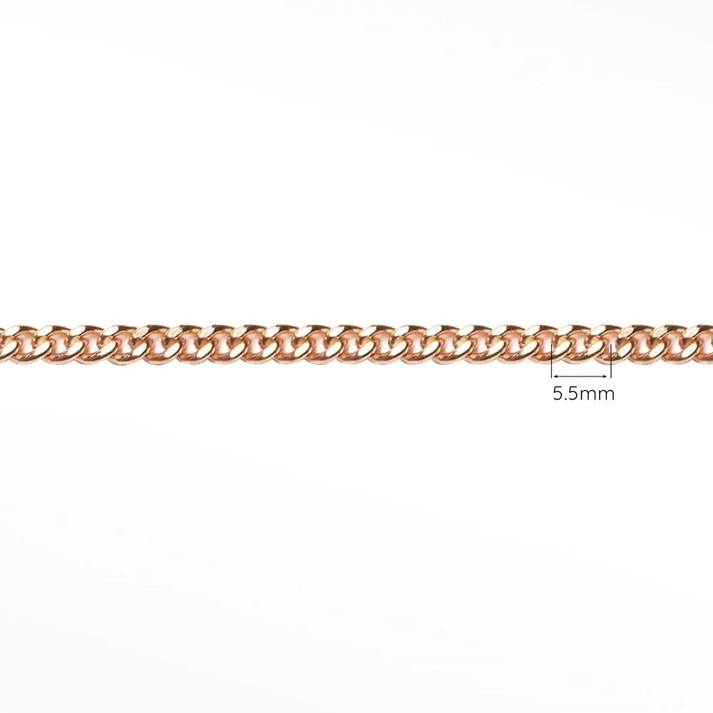 5.5mm Cuban Diamond Cut 14k Rose Chain Sold by the inch