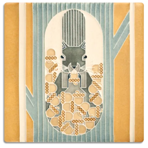 6x6 October Tile (Charley Harper) by Motawi Tileworks