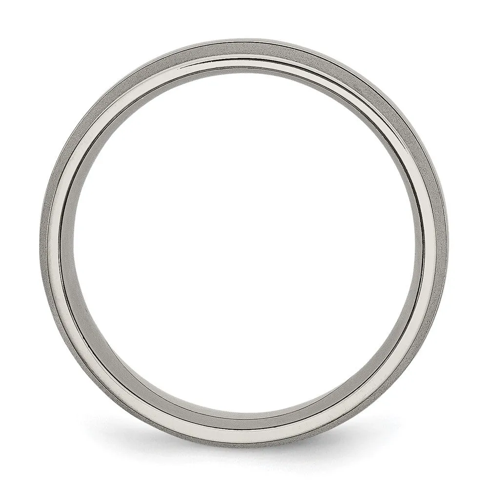 8mm Titanium Polished & Satin Grooved Standard Fit Band