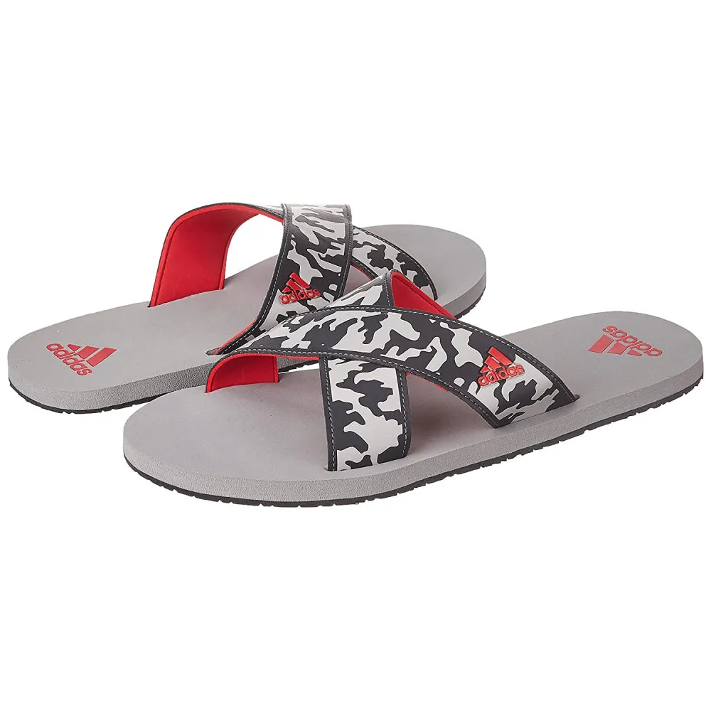 Adidas Men's Distincto Flip Flops Slipper (Carbon/Stone/Scarlet)