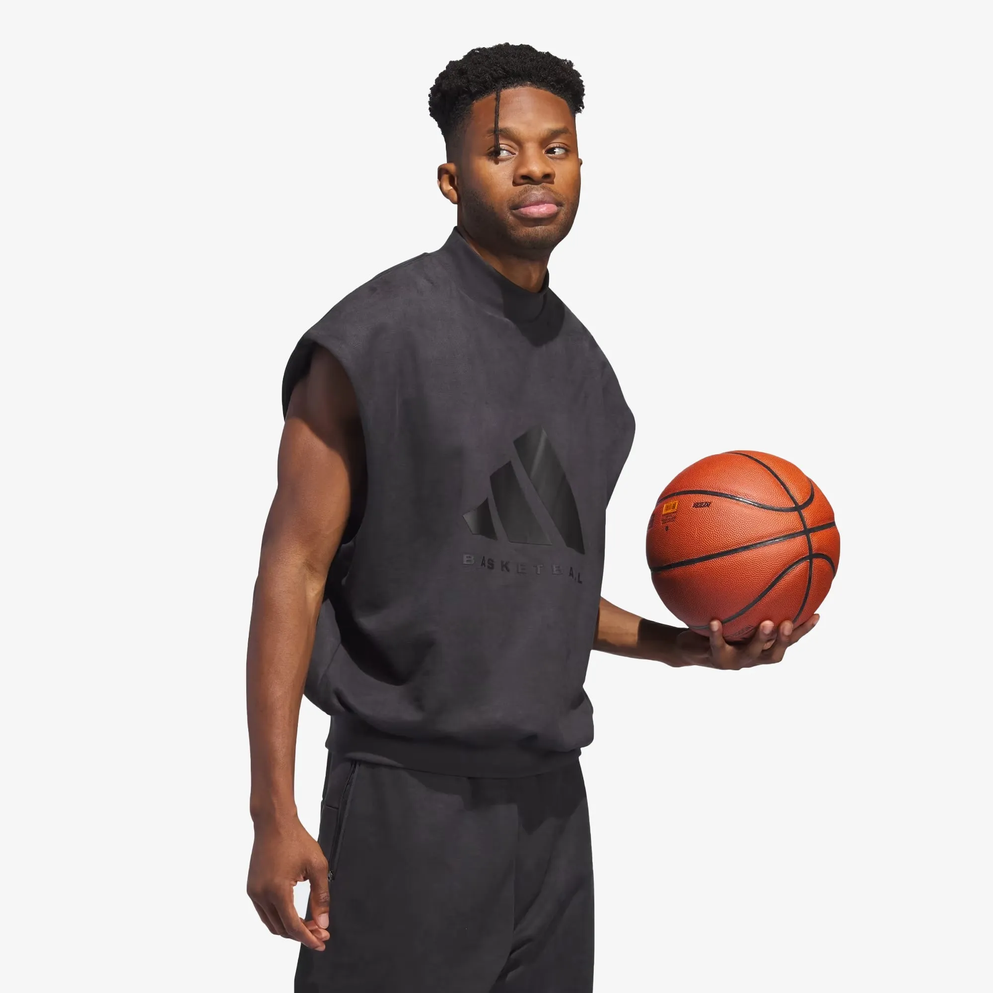 BASKETBALL SUEDED SLEEVELESS SWEATSHIRT 'CARBON'