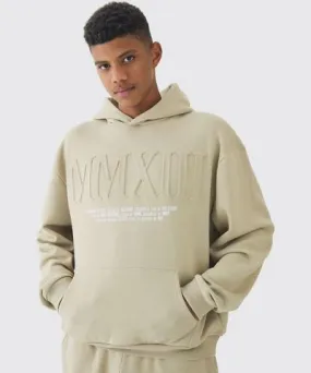 boohoo Mens Tall Oversized Mmxiii Embossed Hoodie