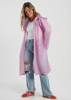 Brave Soul Lilac Marlow Cloudy Longline Rain Mac