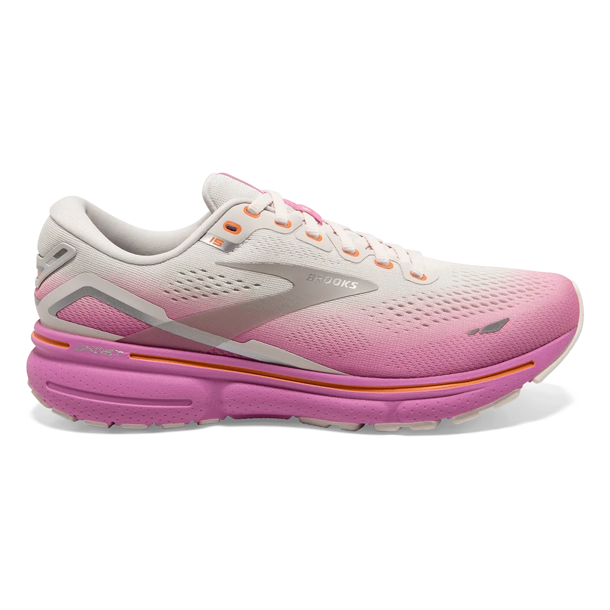 Brooks Ghost 15 - Grey - Coconut - Fuchsia