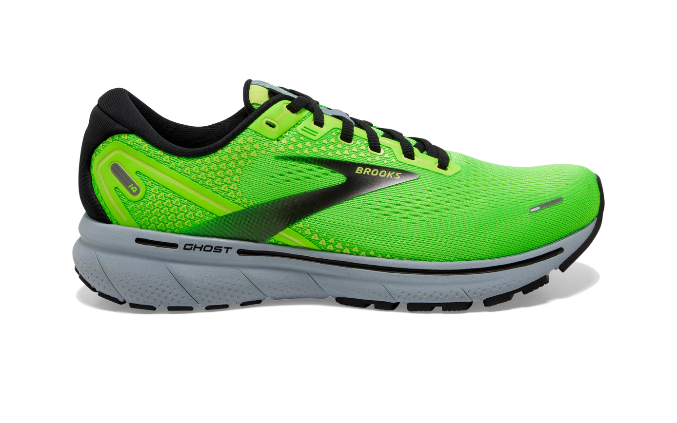 Brooks Mens Ghost 14 Athletic Shoes- Green Gecko