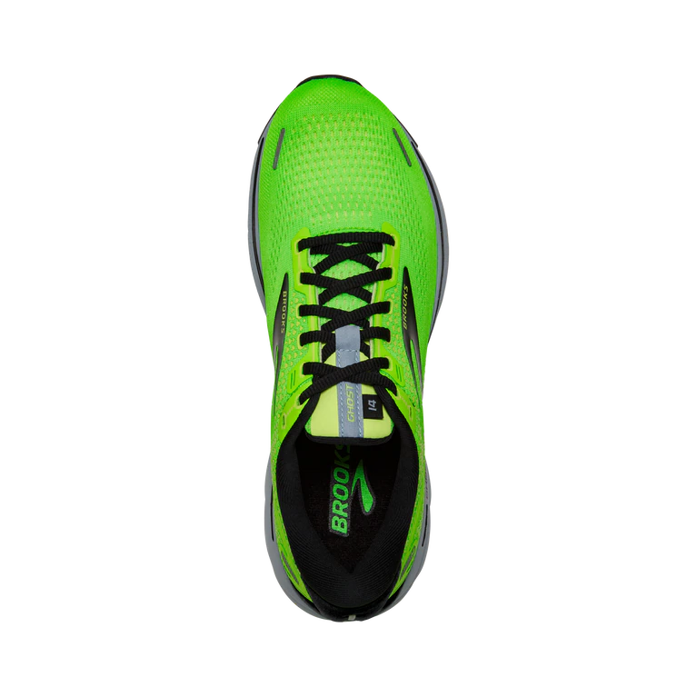 Brooks Mens Ghost 14 Athletic Shoes- Green Gecko