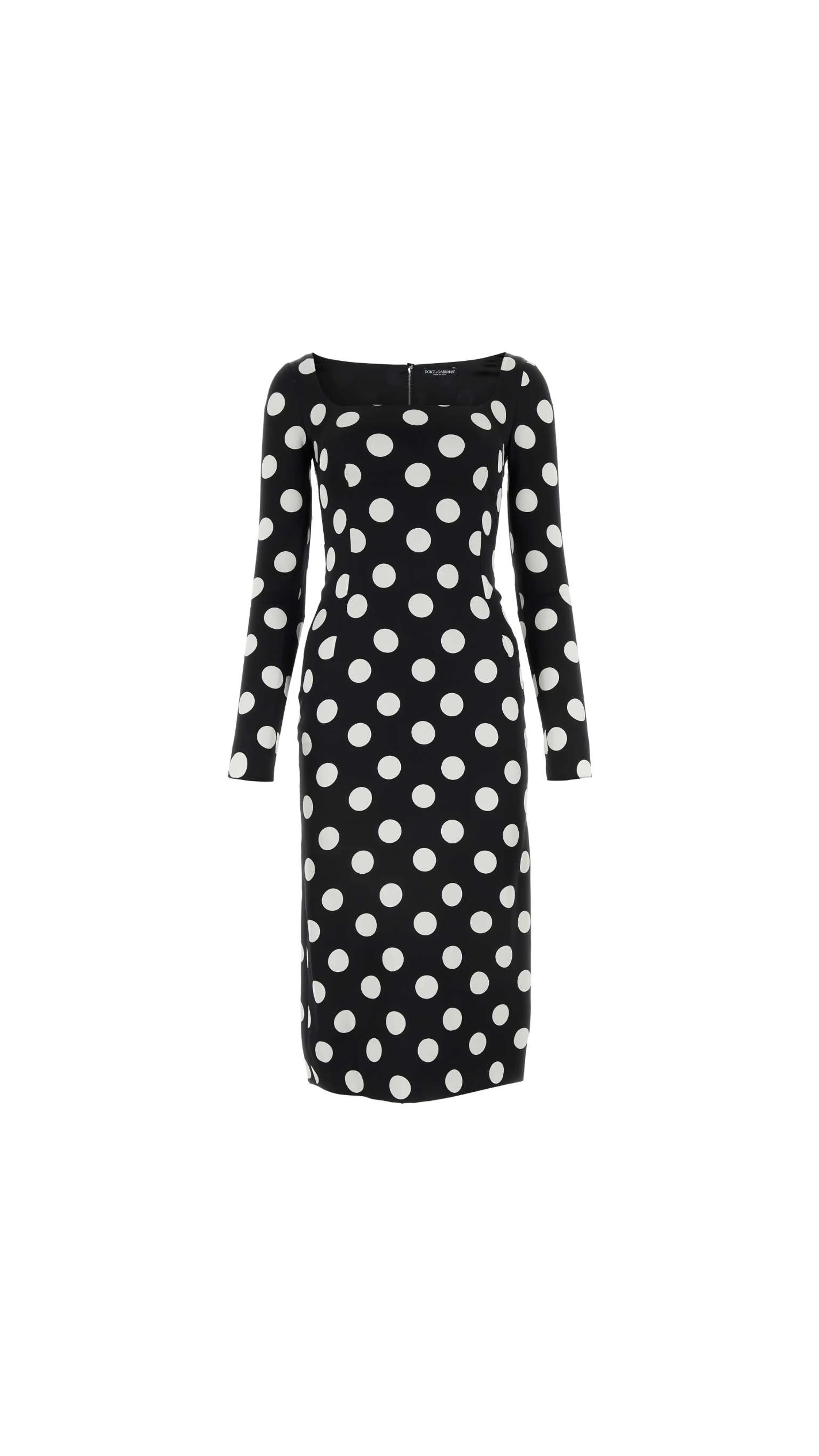 Charmeuse Sheath Dress With Macro Polka-dot Print - Black