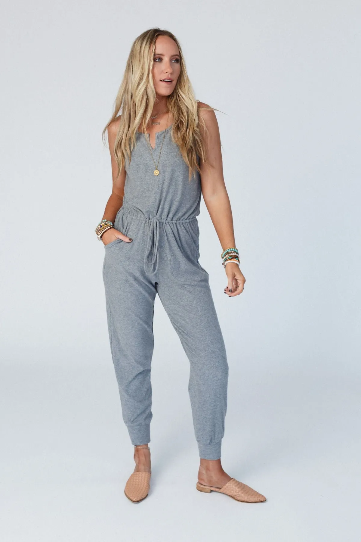 Chill Out Comfy Ribbed Jumpsuit - Charcoal