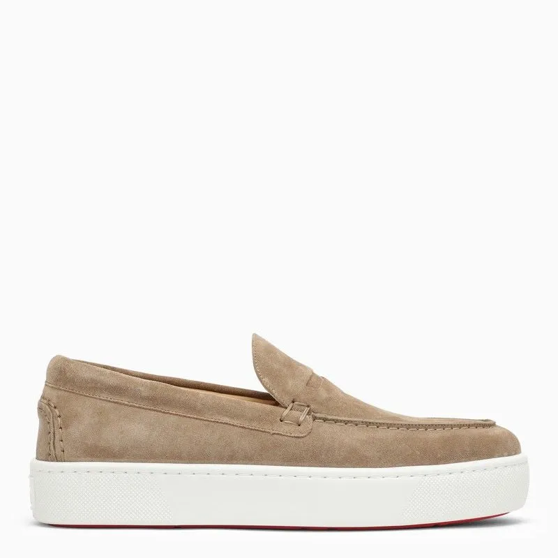 CHRISTIAN LOUBOUTIN Beige Leather Loafers with Black Leather Moccasin and Mask for Men