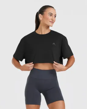 Classic Crop Lightweight T-Shirt | Black