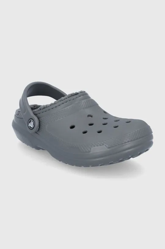 Crocs slippers CLASSIC LINED CLOG gray color