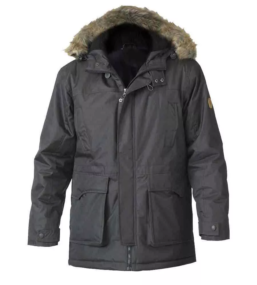 D555 Mens Khaki Parka Style Jacket With Detachable Fur Trim (LOVETT KHAKI)