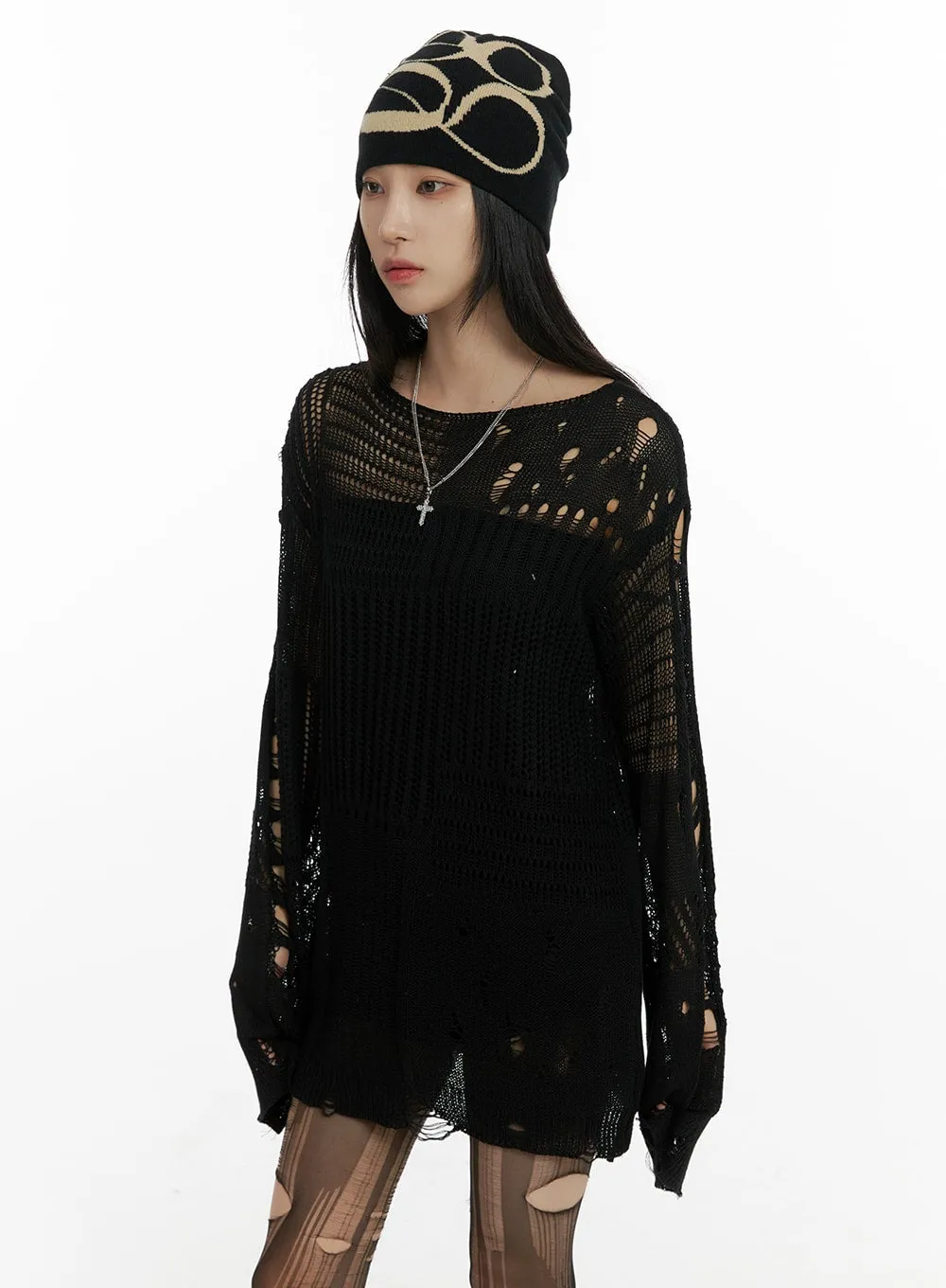 Dark Grunge Graphic Beanie CF428