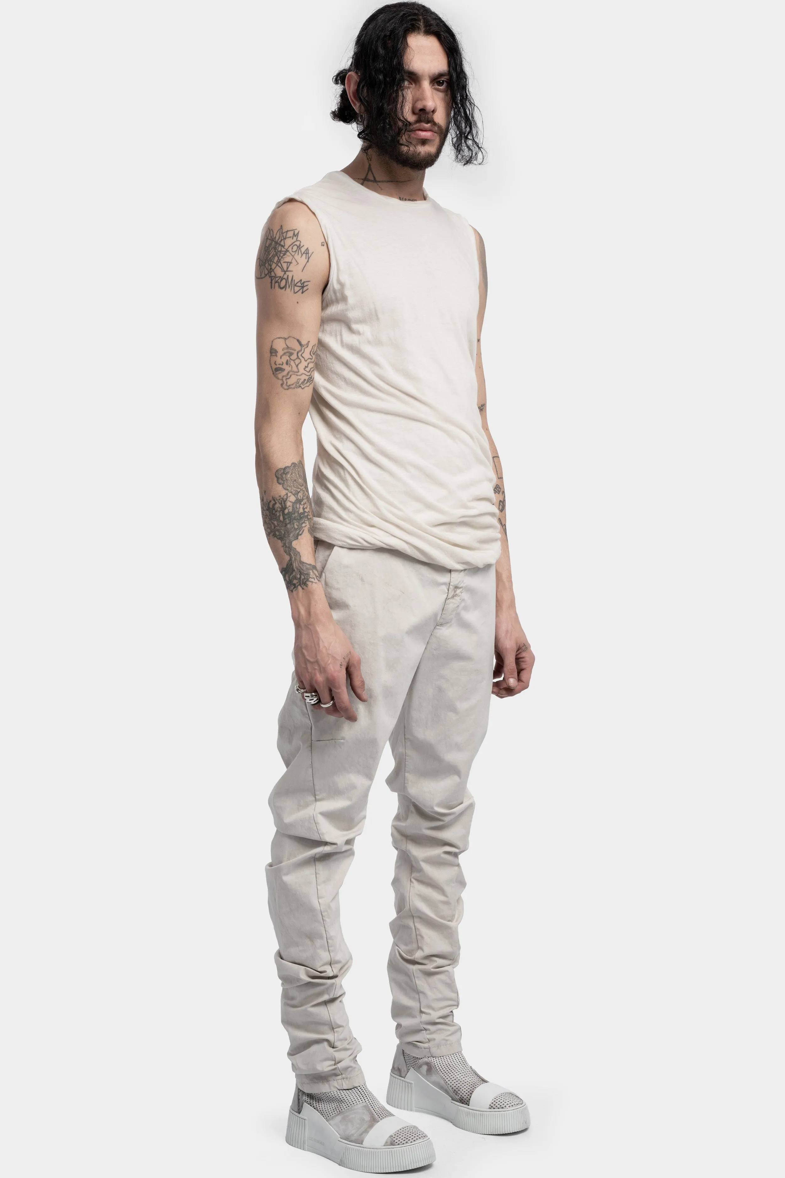 Double layer lightweight cotton tank, Off-white resin