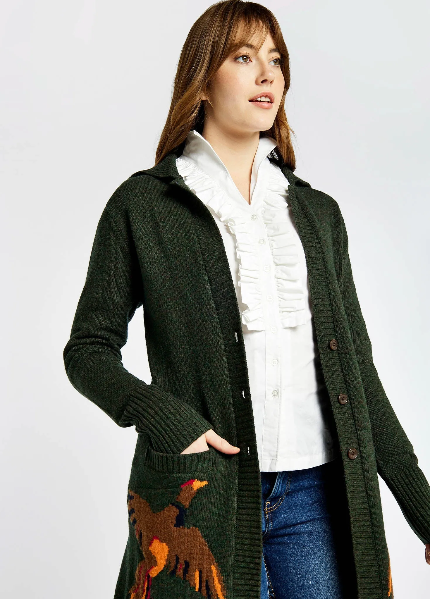 Dromore Knitted Cardigan - Olive