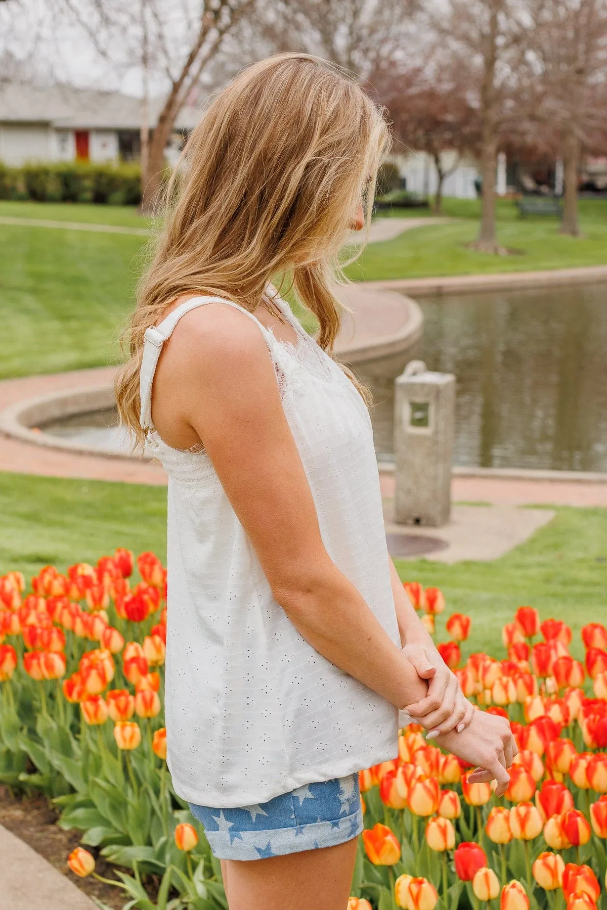 Feel So Alive Lace Crochet Tank- Ivory