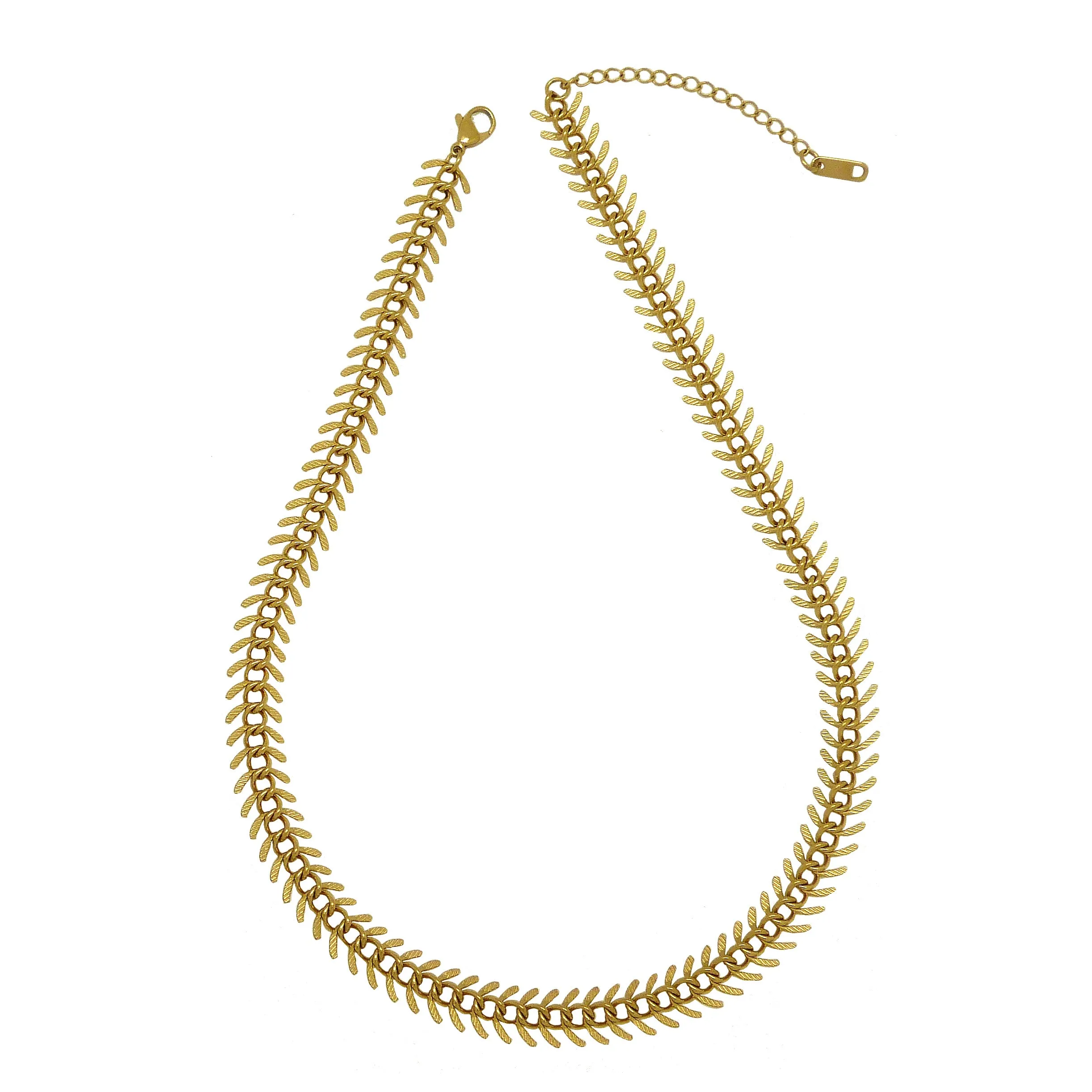 Fishbone 18K Gold Link Necklace 18 by Sahira