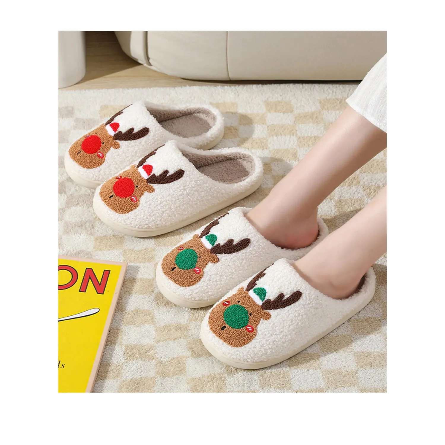 FLOOF Rudolph Slippers in Green