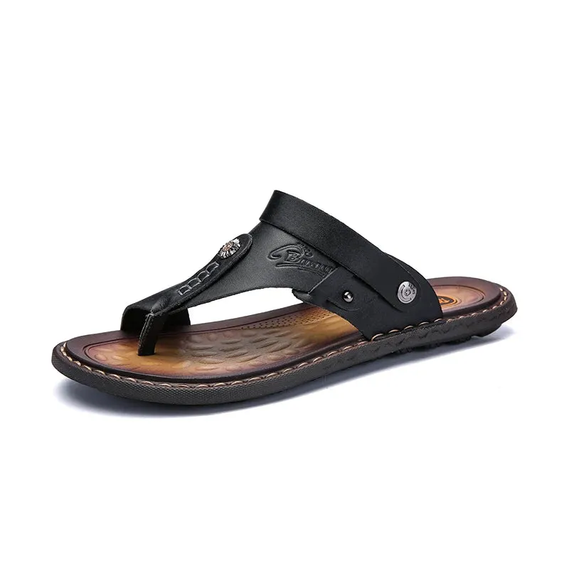 Genuine Split Leather Men Sandals Brand Casual