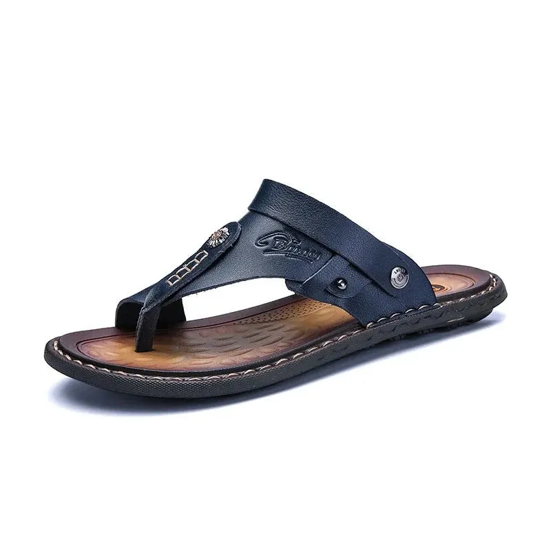 Genuine Split Leather Men Sandals Brand Casual