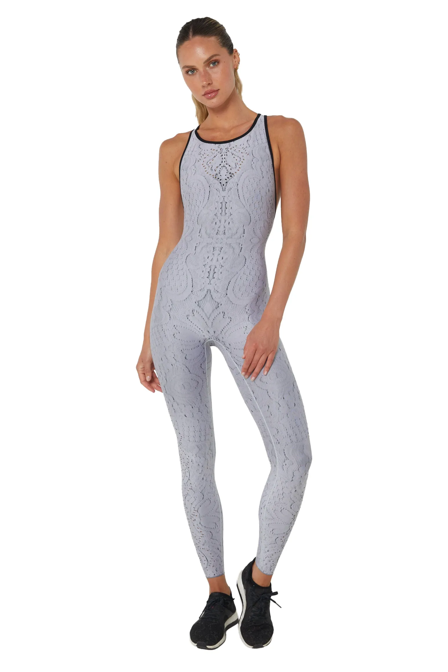 Get It Fast MOTION LACE PRINT UNITARD