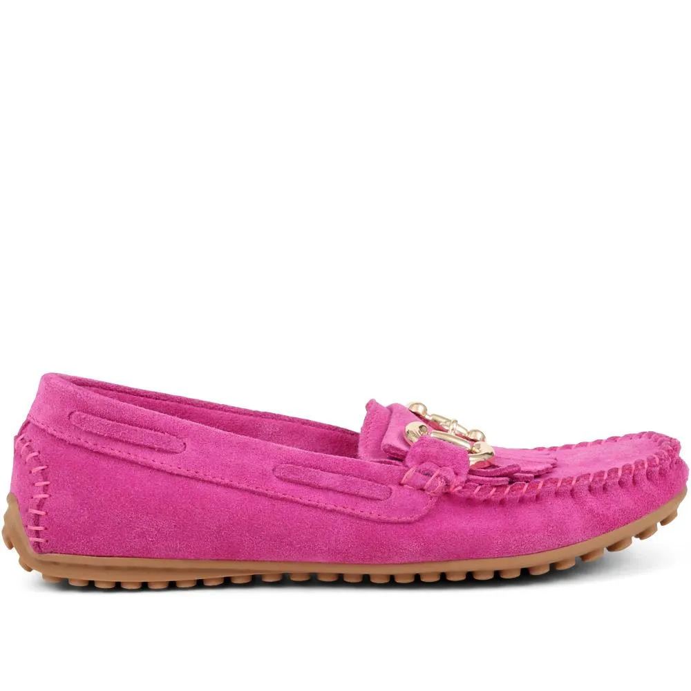 Giustina Suede Buckle Moccasins - GIUSTINA / 323 917