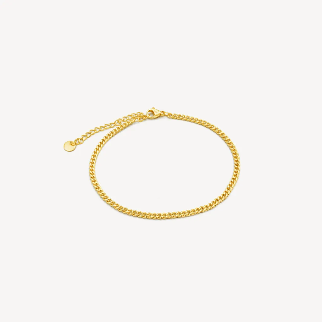 Gold Cuban Link Anklet 3mm