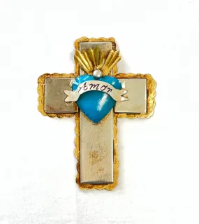 Gold Scared Heart Cross w/ Banner