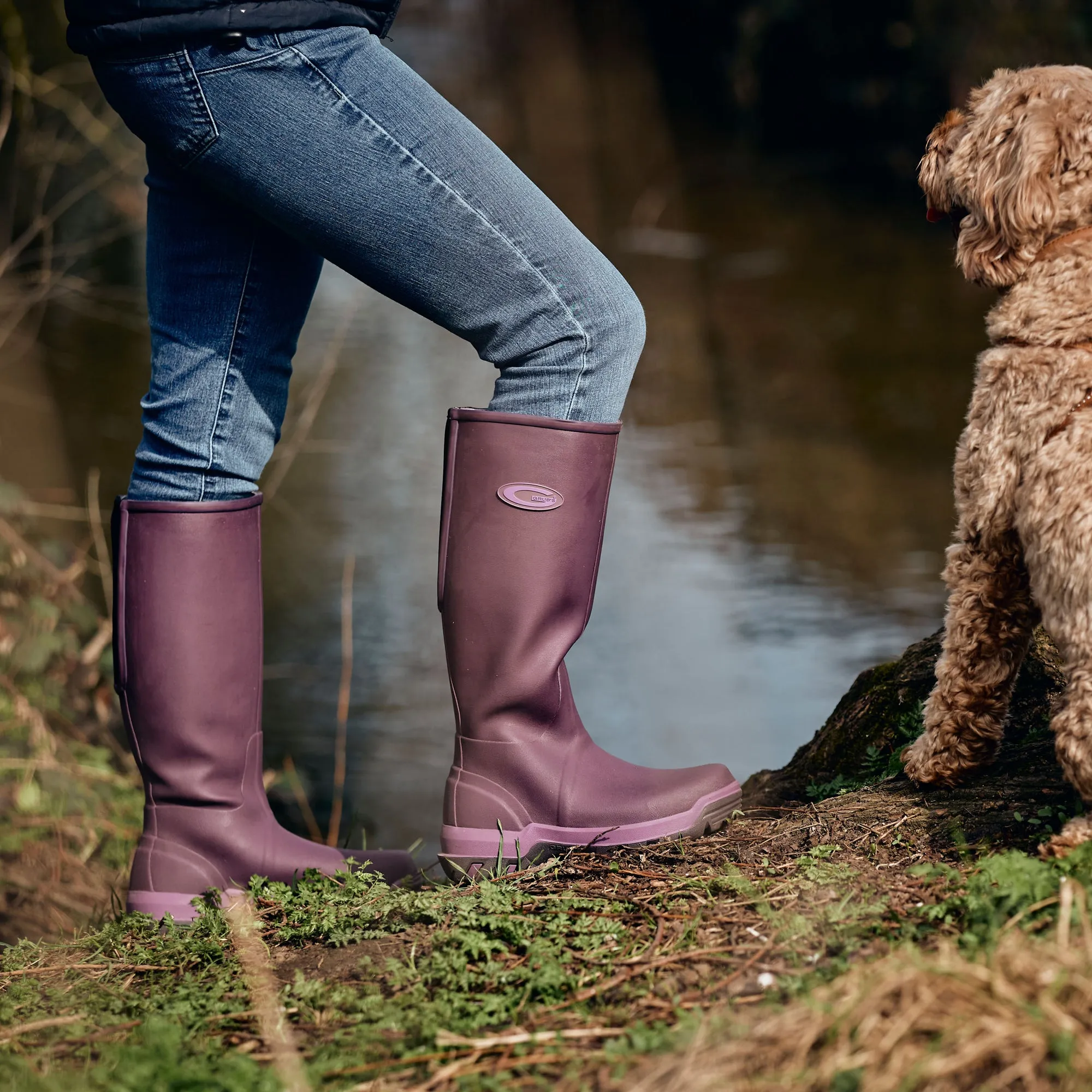 Grubs Boots Rainline Wellies Womens - Pink