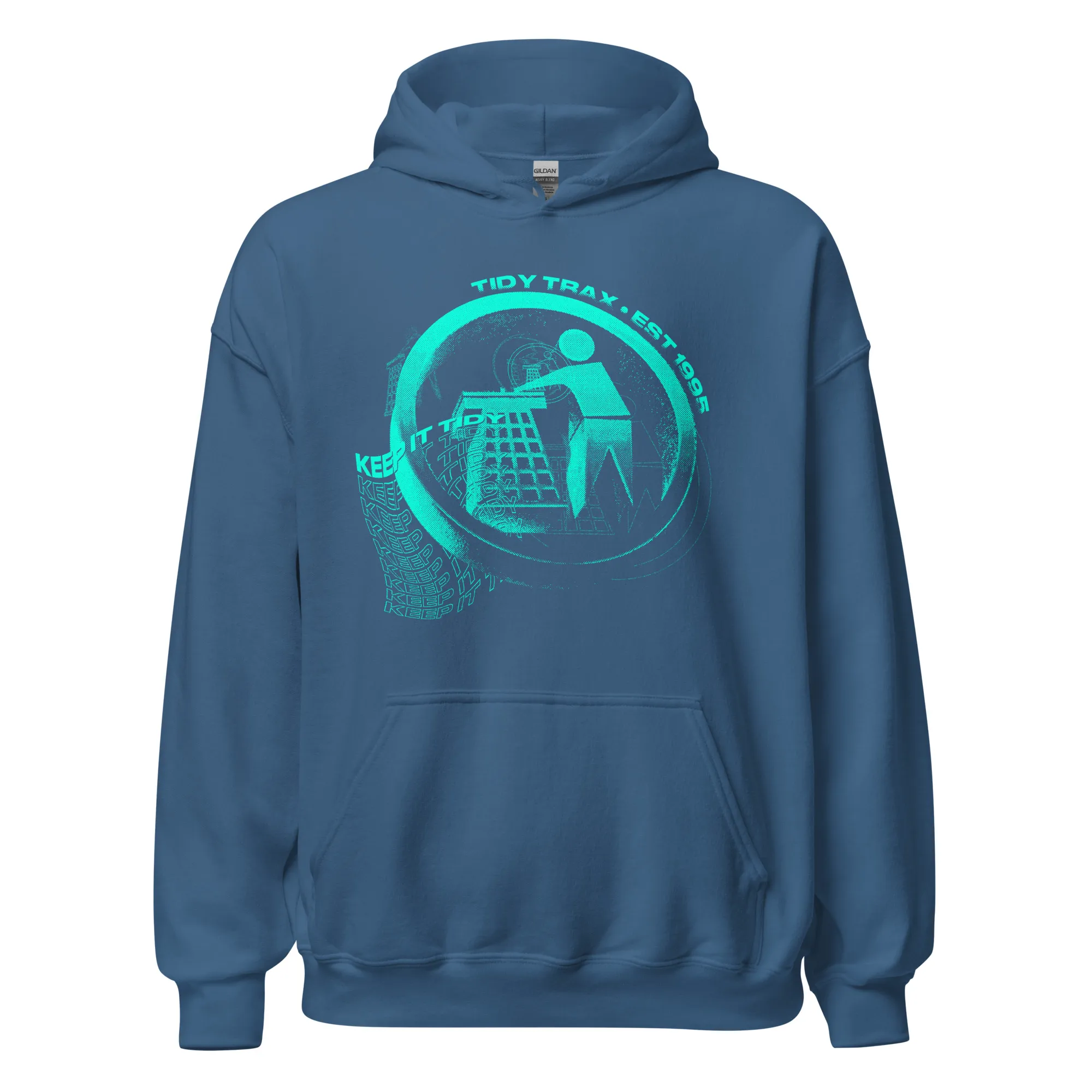 Grunge Cyan Tidy Hoodie