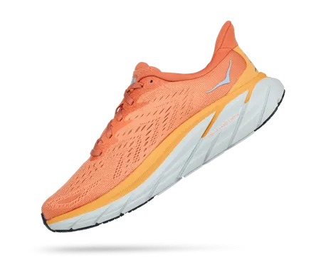 Hoka Womens Clifton 8 Athletic Shoes- Baked Sun/Shell Coral