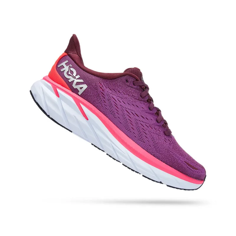 Hoka Womens Clifton 8 Athletic Shoes- Grape Wine/Beauty Berry **Wide Width**