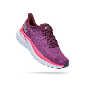 Hoka Womens Clifton 8 Athletic Shoes- Grape Wine/Beauty Berry **Wide Width**