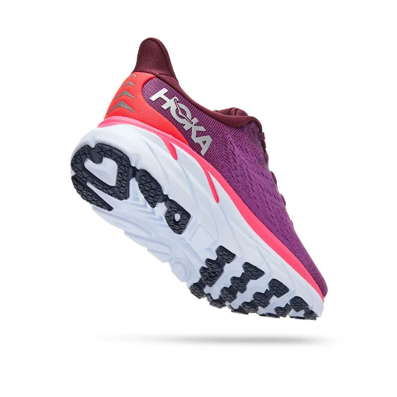 Hoka Womens Clifton 8 Athletic Shoes- Grape Wine/Beauty Berry **Wide Width**