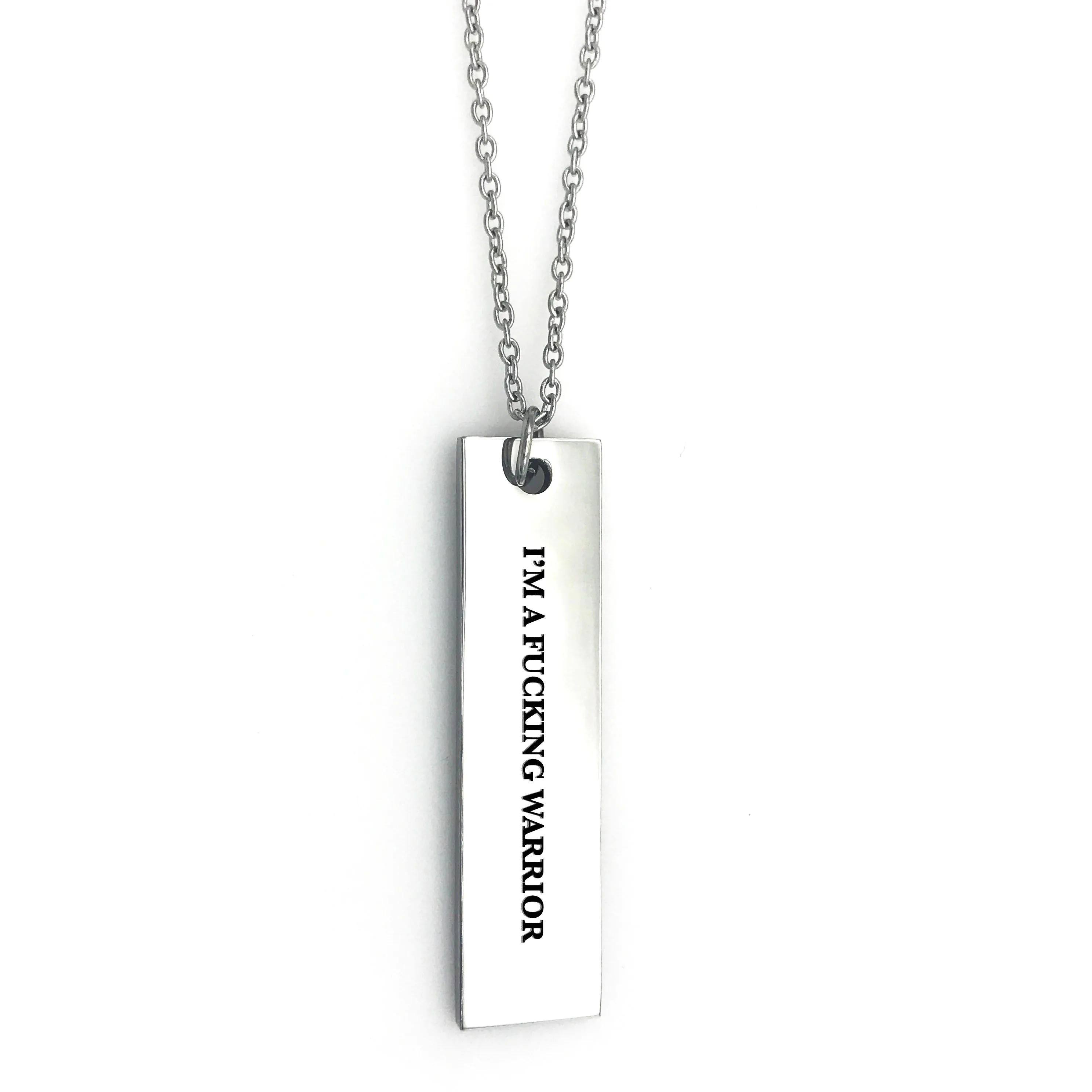 I'm a Fucking Warrior Bar Necklace