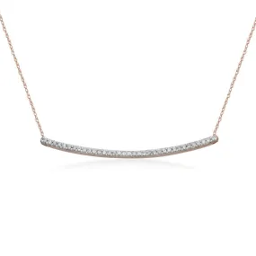 Jewelili 10K Rose Gold With 1/4 Cttw Natural White Diamonds Bar Pendant Necklace