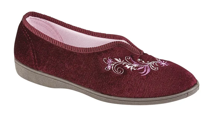 Ladies Bedroom Slippers Wine Sizes 3 to 8 Womens Comfort LS869D