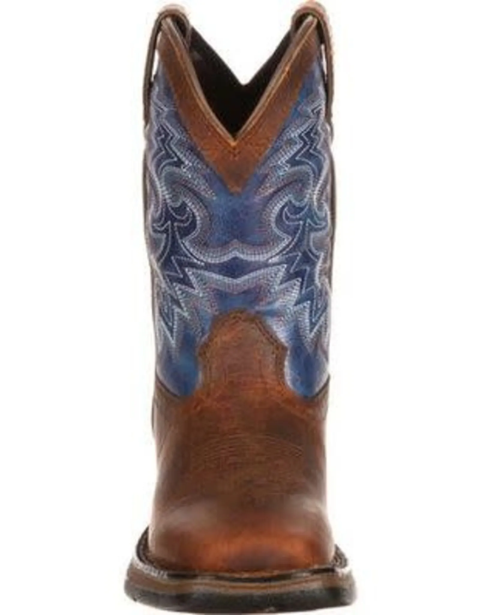 Lil Rebel Durango Youth Kids Western Brown Blue Square Toe Cowboy Boots Sz 3.5-6