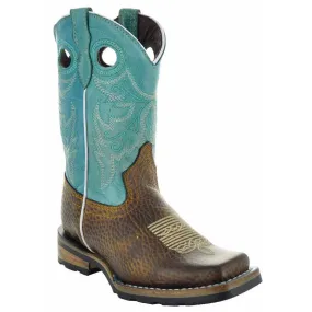 Little Girls' Square Toe Cowgirl Boots | Crocodile Romp (K3005)