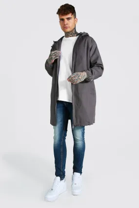 Longline Utility Mac | boohooMAN UK