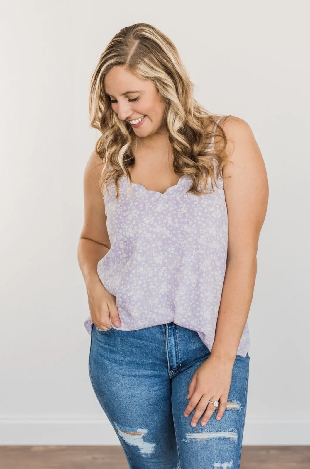 Lost In A Daydream Floral Tank Top- Lavender