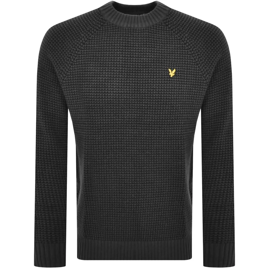 Lyle And Scott Birdseye Mock Neck Jumper Grey