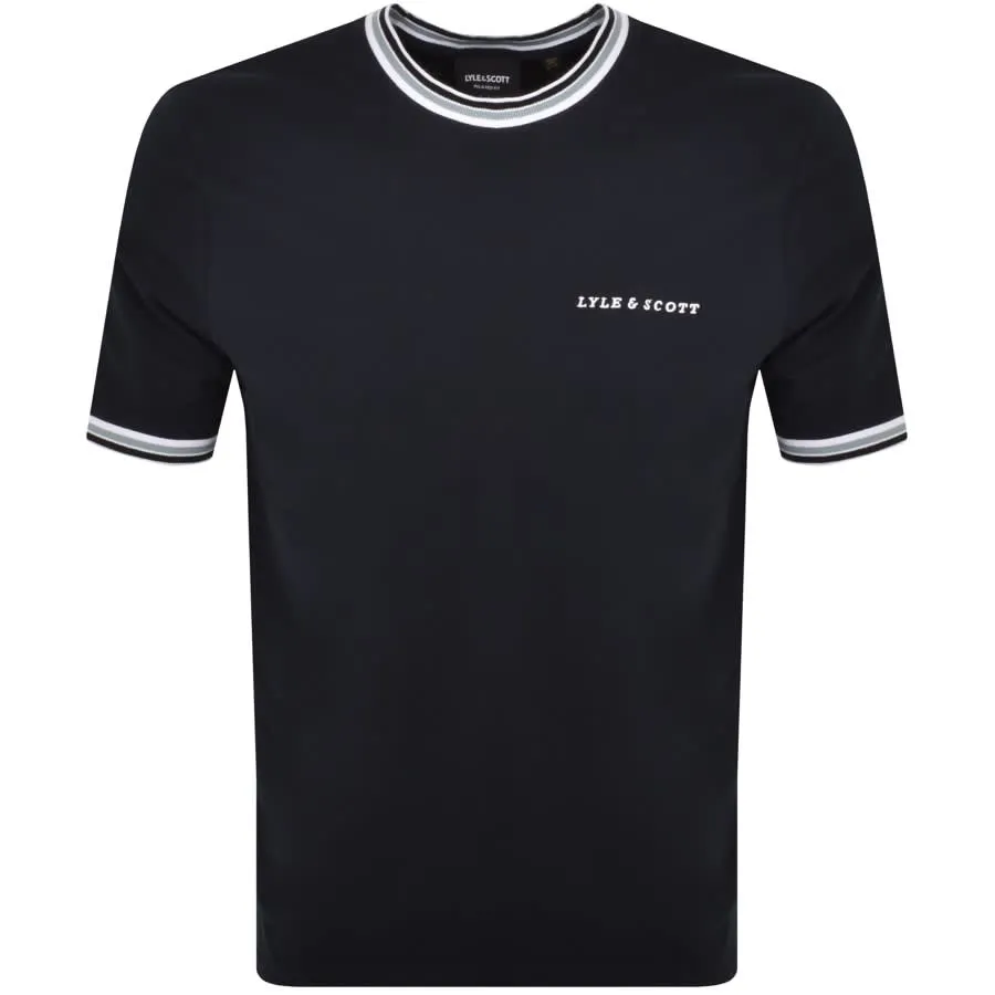 Lyle And Scott Embroidered Tipped T Shirt Navy