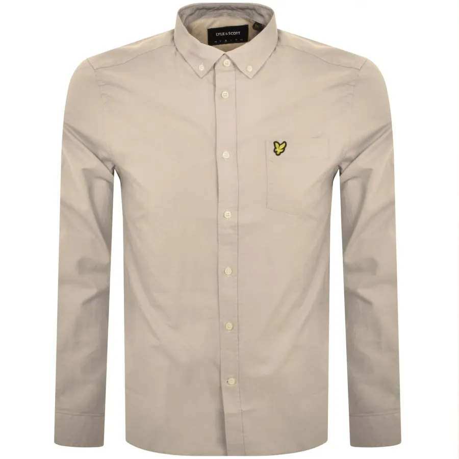 Lyle And Scott Oxford Long Sleeve Shirt Beige