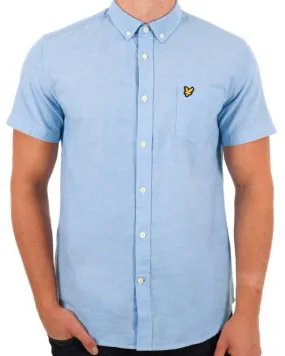 Lyle And Scott Short Sleeve Oxford Shirt in Sky Blue